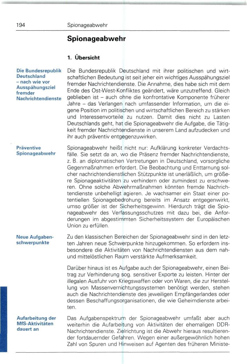 Seite 194 des Verfassungsschutzbericht 1993 Bund