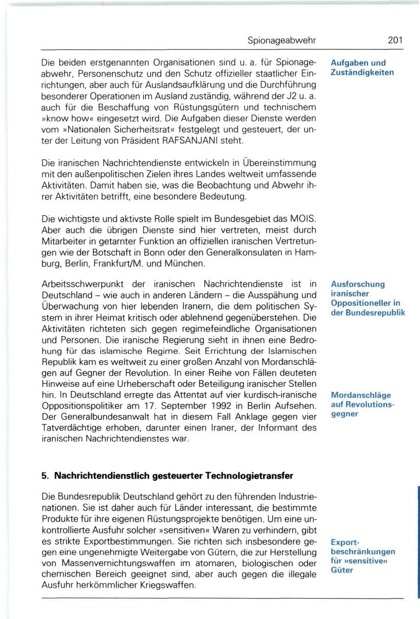 Seite 201 des Verfassungsschutzbericht 1993 Bund