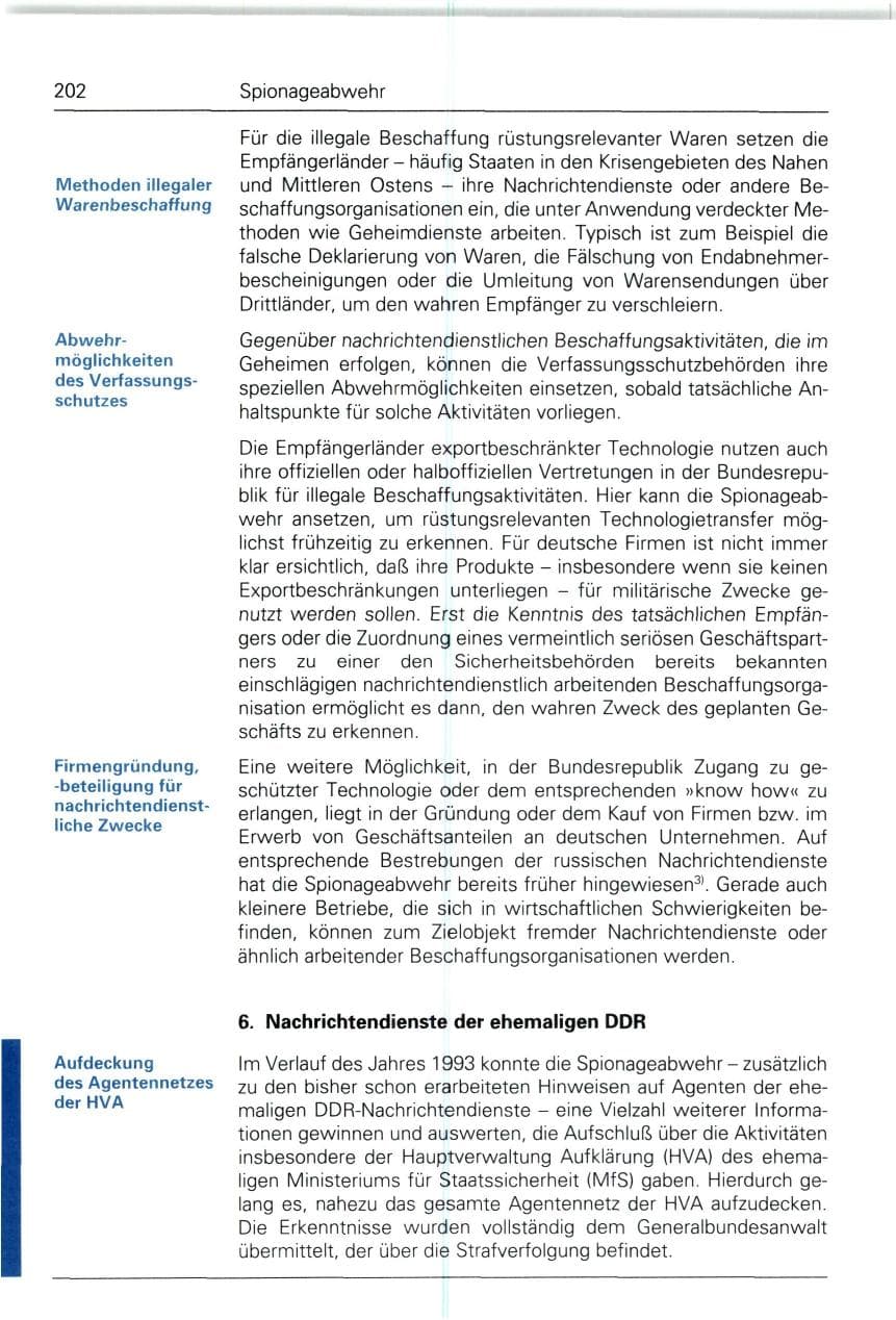 Seite 202 des Verfassungsschutzbericht 1993 Bund
