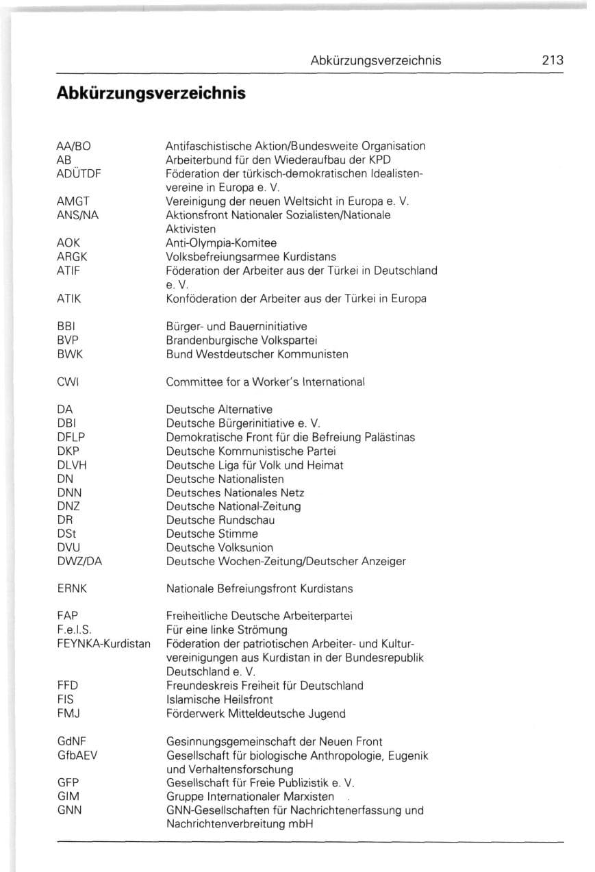 Seite 213 des Verfassungsschutzbericht 1993 Bund