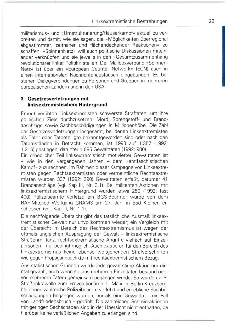 Seite 23 des Verfassungsschutzbericht 1993 Bund