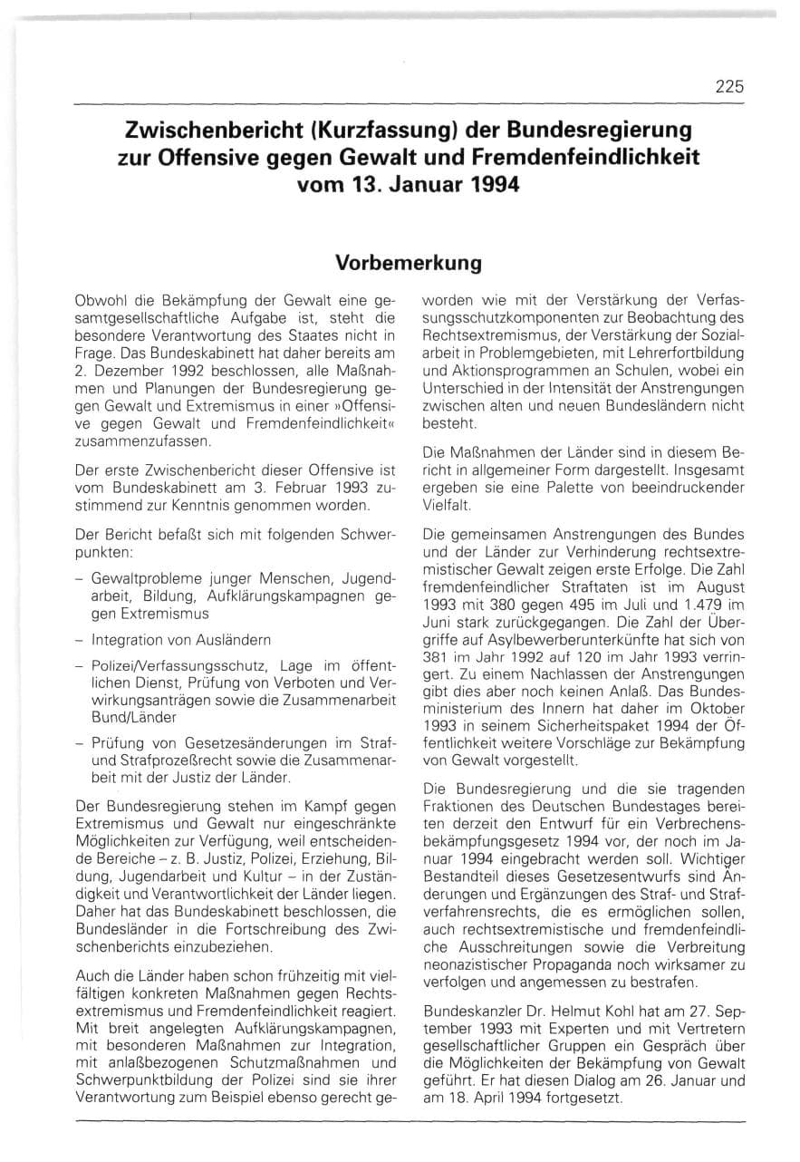 Seite 225 des Verfassungsschutzbericht 1993 Bund