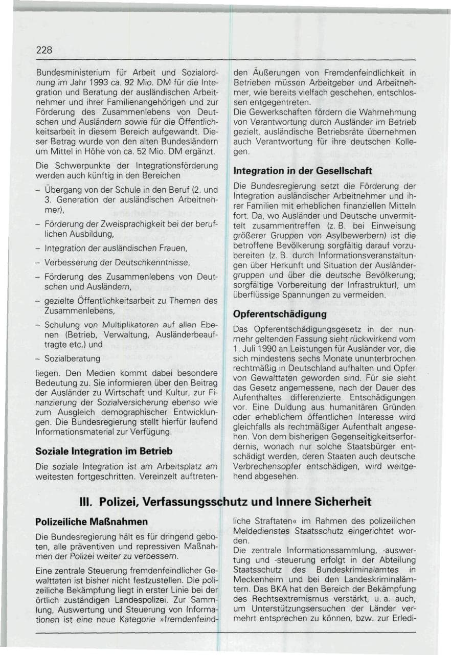 Seite 228 des Verfassungsschutzbericht 1993 Bund