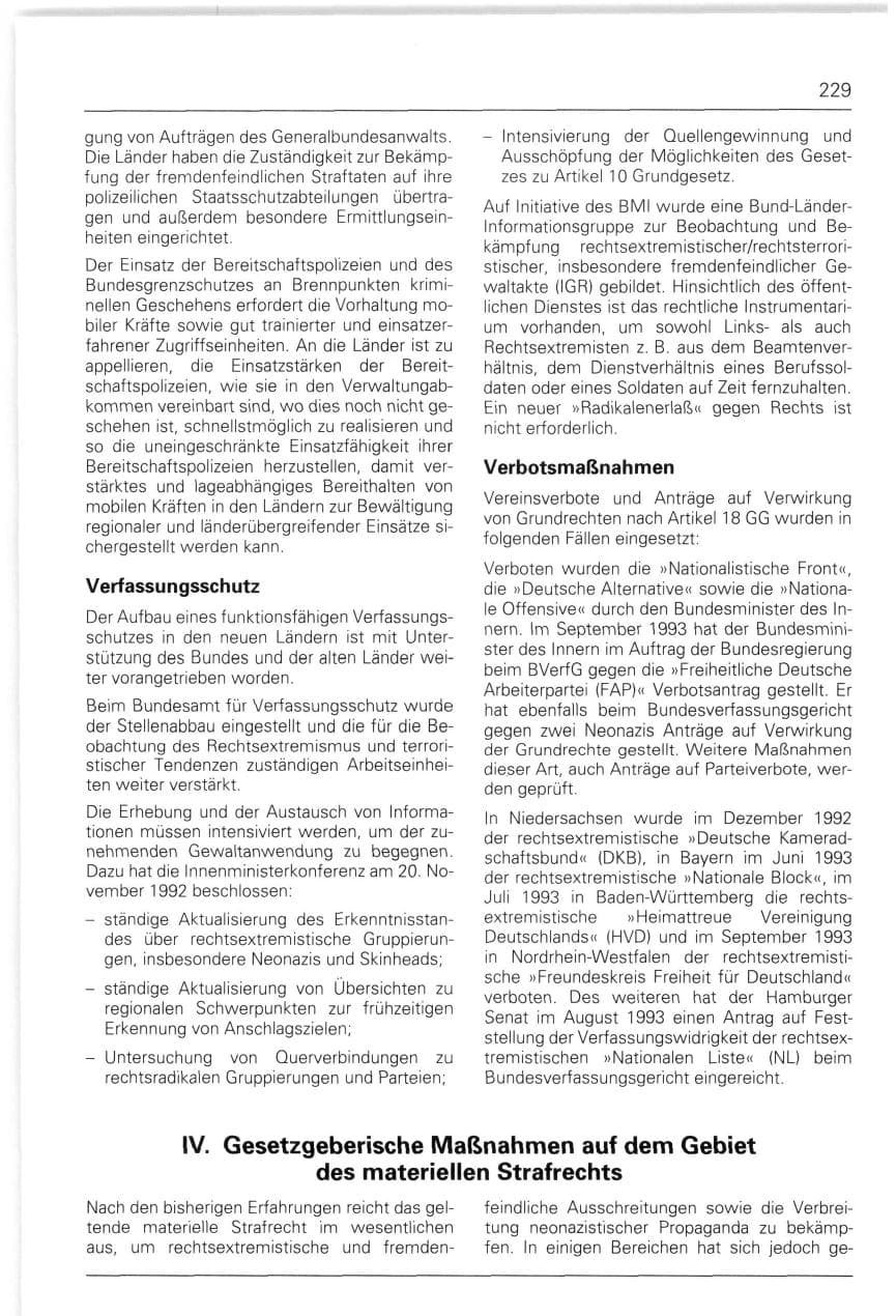 Seite 229 des Verfassungsschutzbericht 1993 Bund