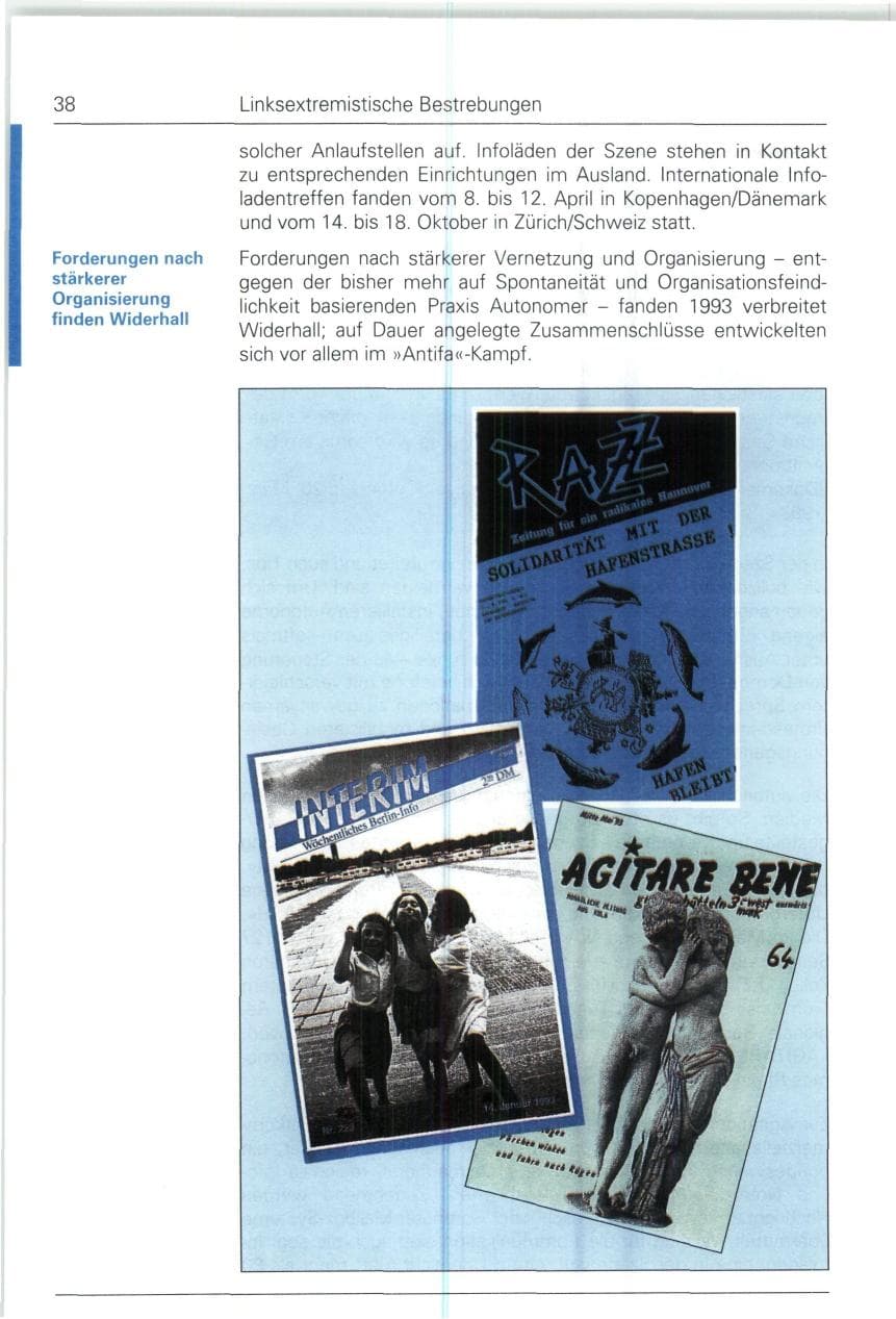 Seite 38 des Verfassungsschutzbericht 1993 Bund
