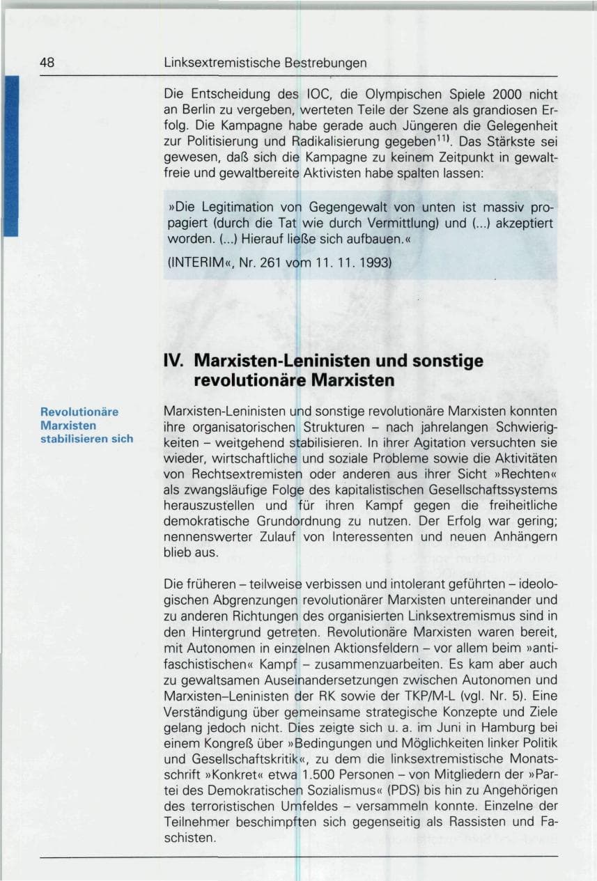 Seite 48 des Verfassungsschutzbericht 1993 Bund