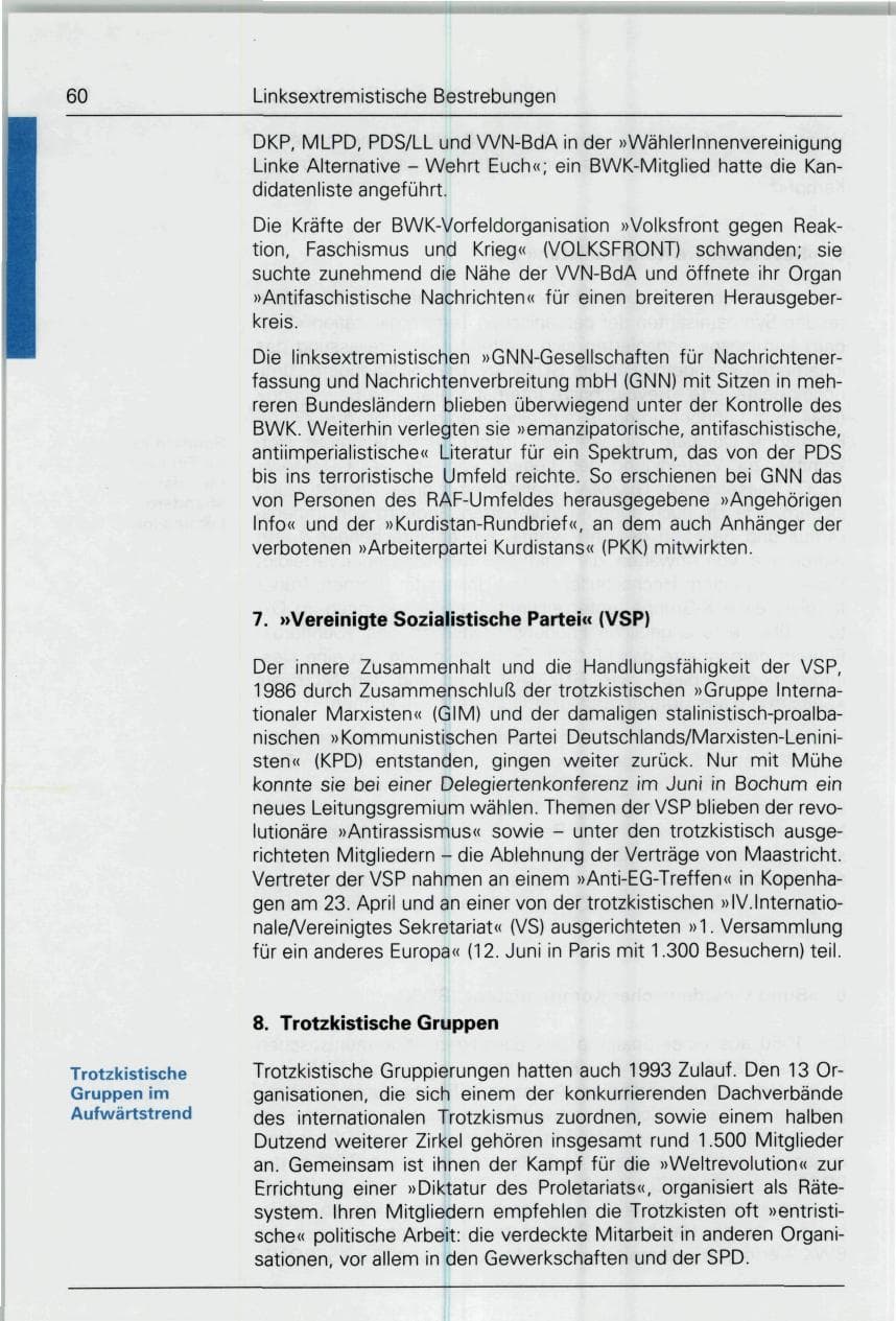 Seite 60 des Verfassungsschutzbericht 1993 Bund
