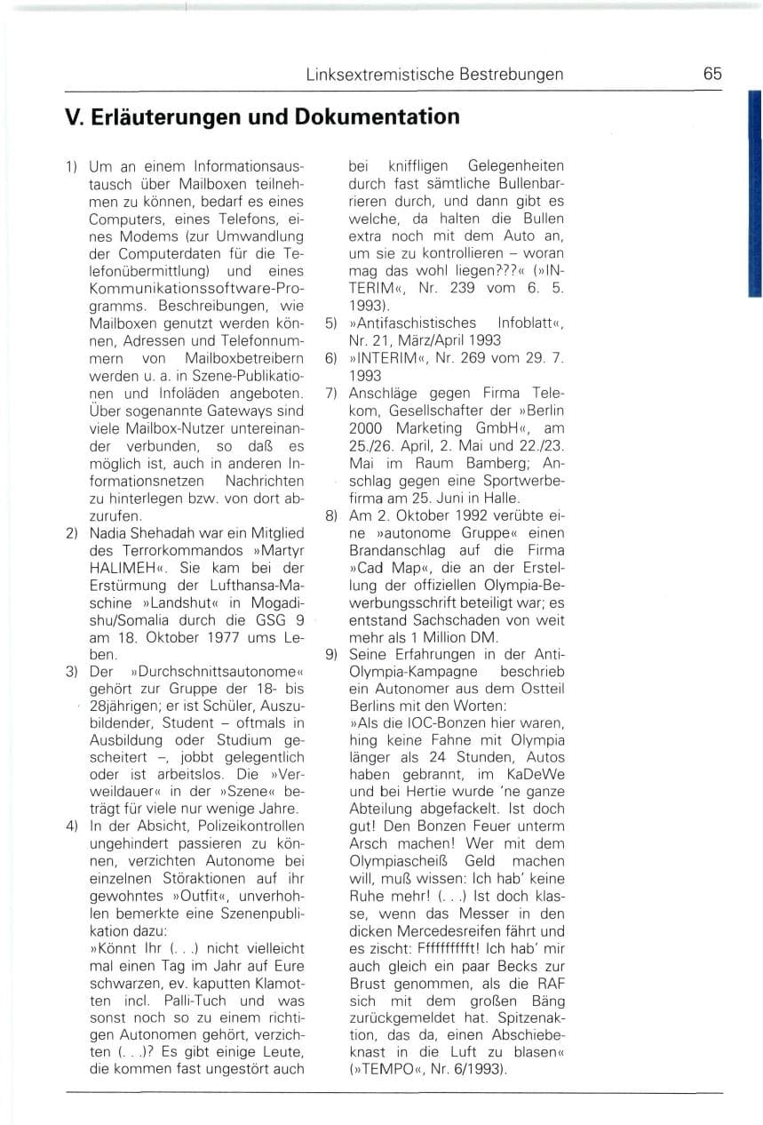 Seite 65 des Verfassungsschutzbericht 1993 Bund