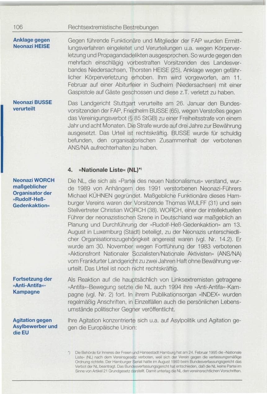 Seite 106 des Verfassungsschutzbericht 1994 Bund