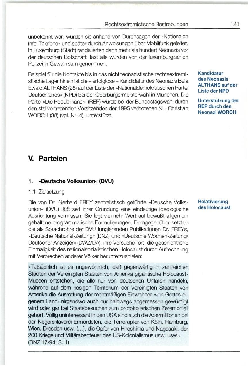 Seite 123 des Verfassungsschutzbericht 1994 Bund
