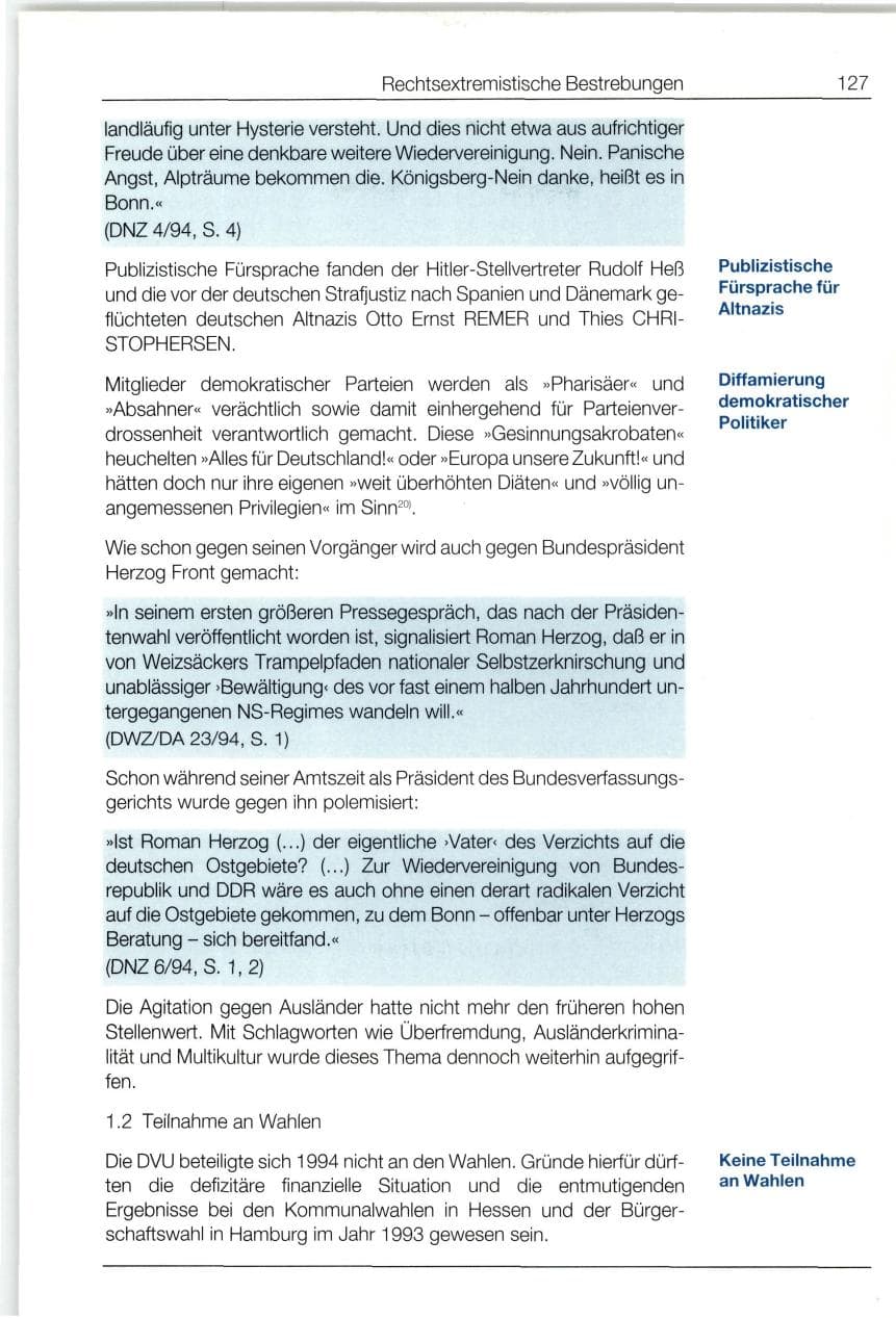 Seite 127 des Verfassungsschutzbericht 1994 Bund