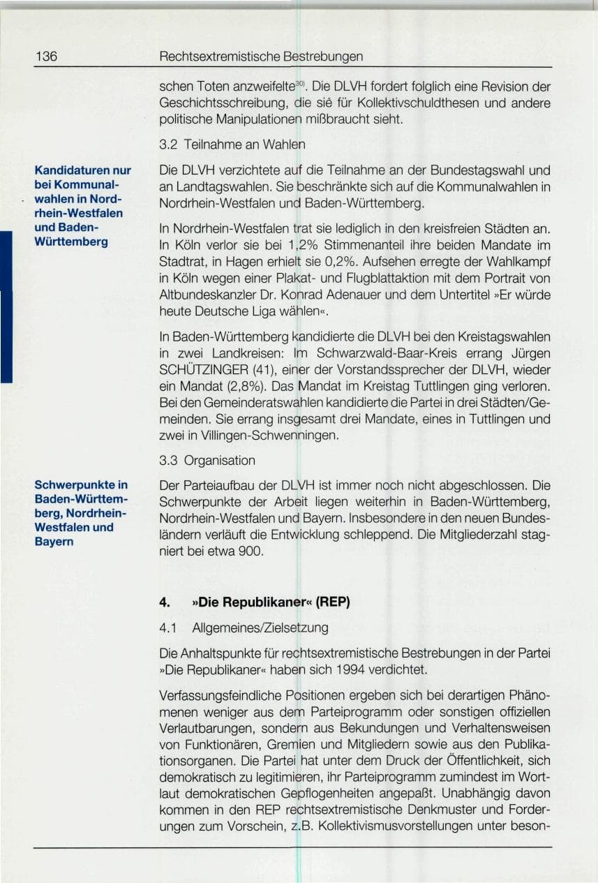 Seite 136 des Verfassungsschutzbericht 1994 Bund