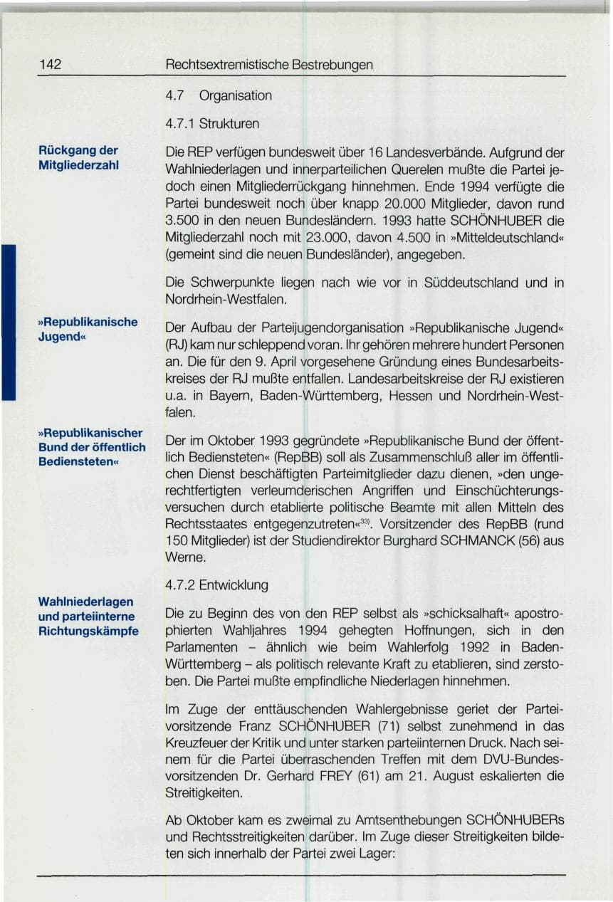 Seite 142 des Verfassungsschutzbericht 1994 Bund