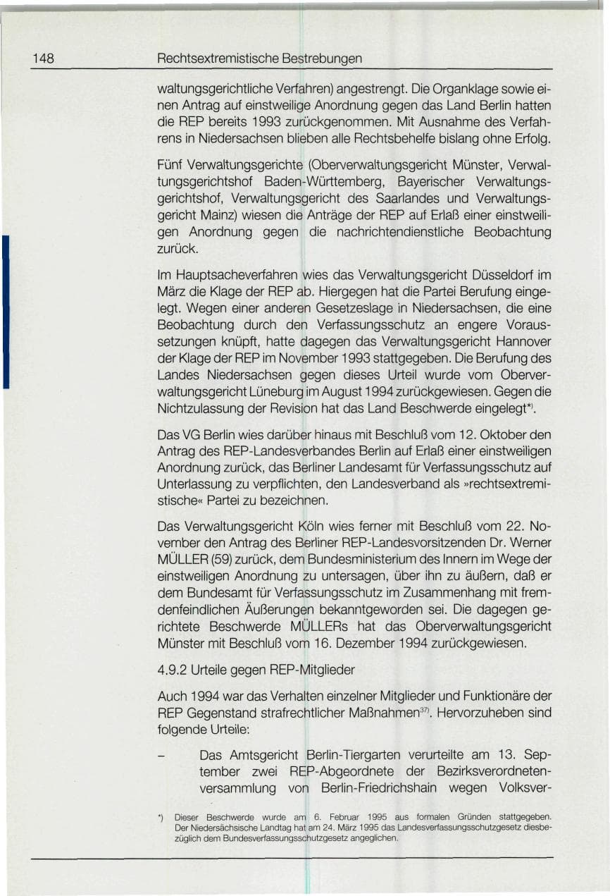 Seite 148 des Verfassungsschutzbericht 1994 Bund