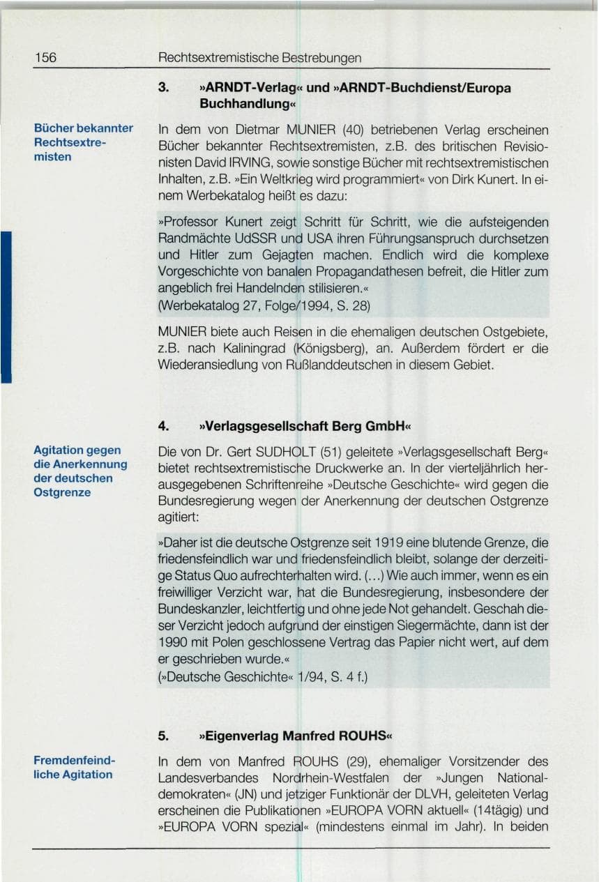Seite 156 des Verfassungsschutzbericht 1994 Bund