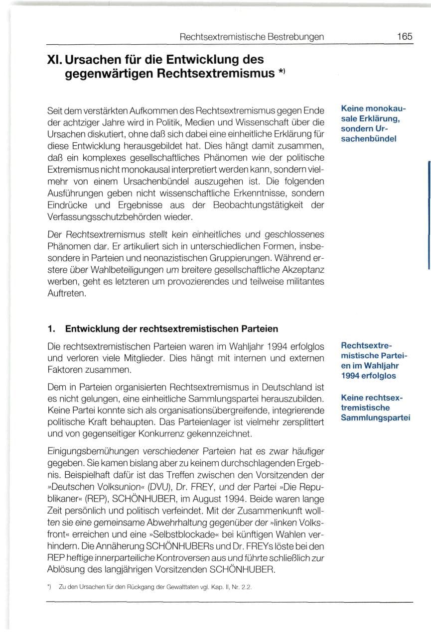 Seite 165 des Verfassungsschutzbericht 1994 Bund