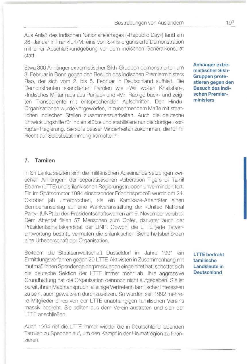 Seite 197 des Verfassungsschutzbericht 1994 Bund