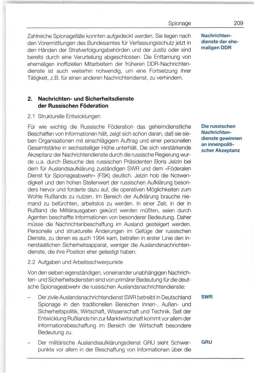 Seite 209 des Verfassungsschutzbericht 1994 Bund