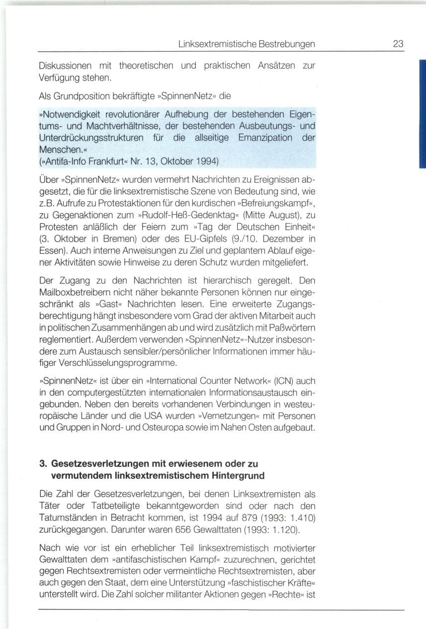 Seite 23 des Verfassungsschutzbericht 1994 Bund
