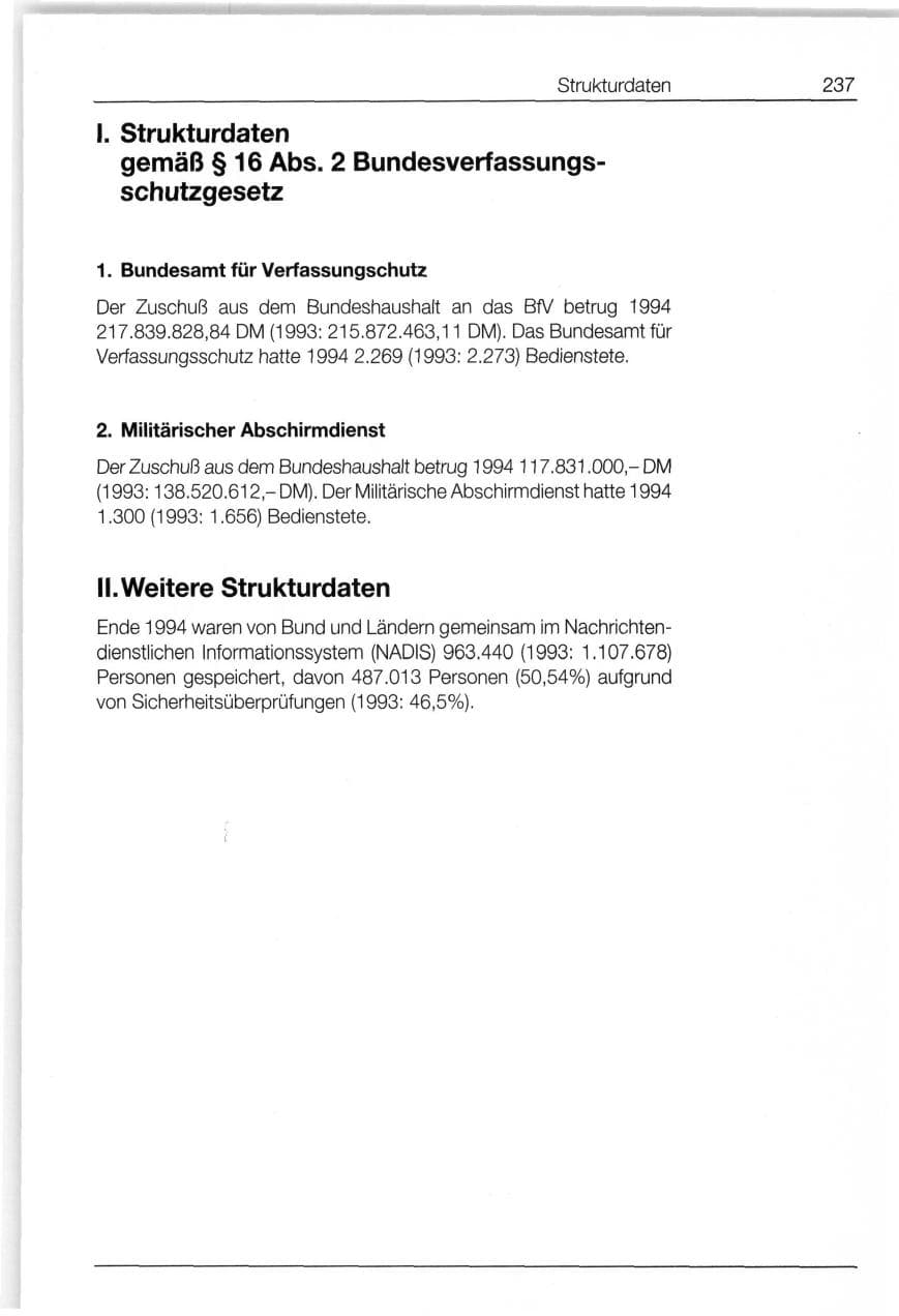 Seite 237 des Verfassungsschutzbericht 1994 Bund