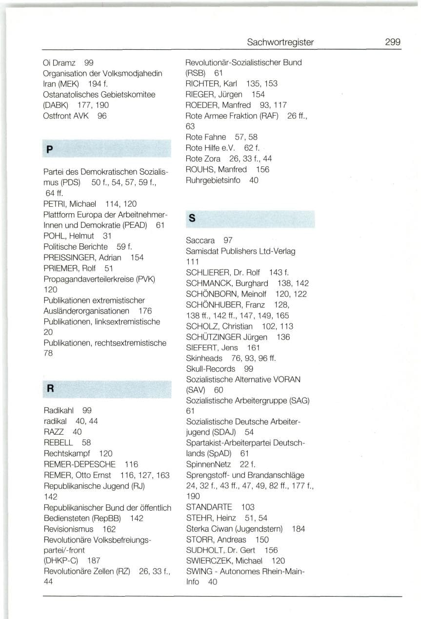 Seite 299 des Verfassungsschutzbericht 1994 Bund
