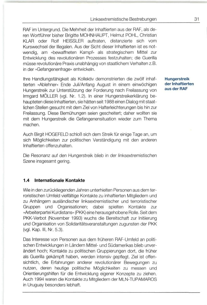 Seite 31 des Verfassungsschutzbericht 1994 Bund