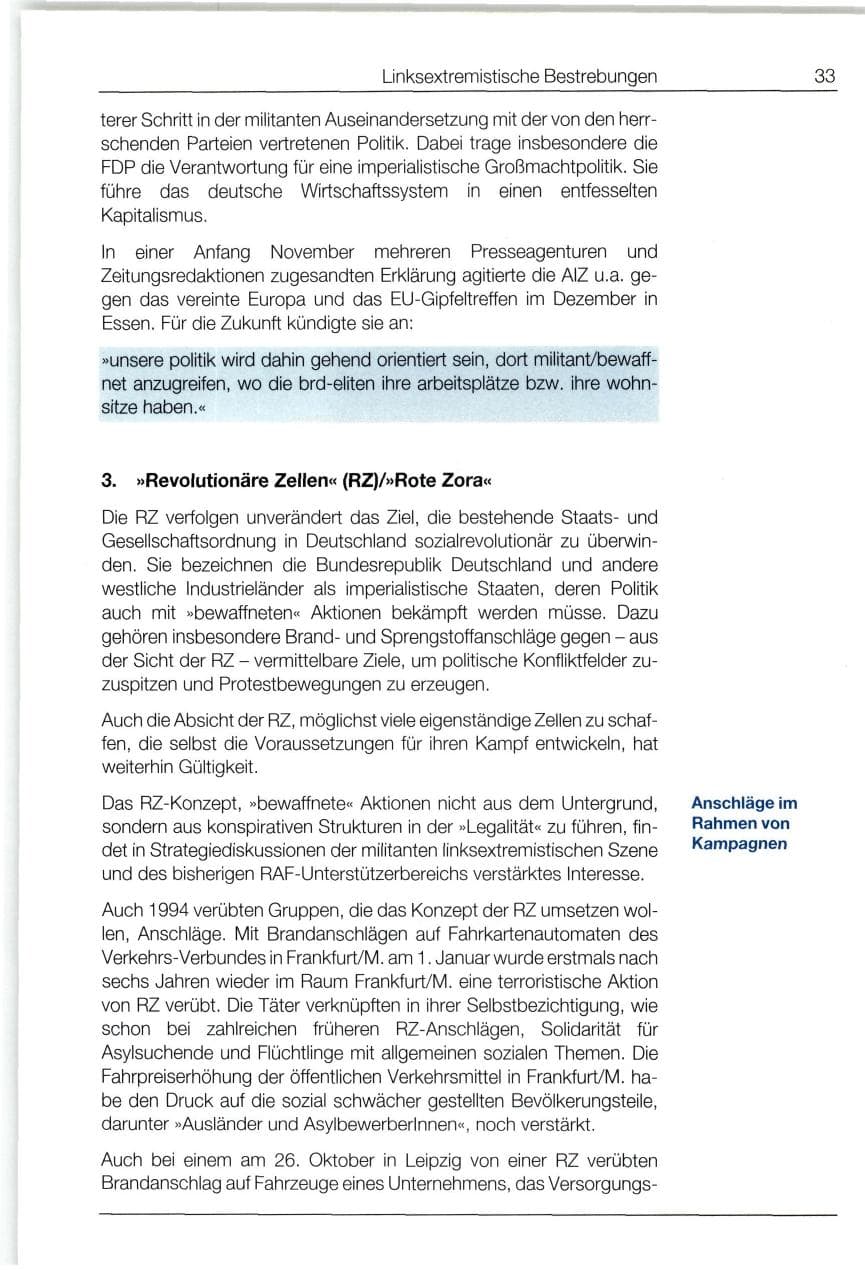 Seite 33 des Verfassungsschutzbericht 1994 Bund