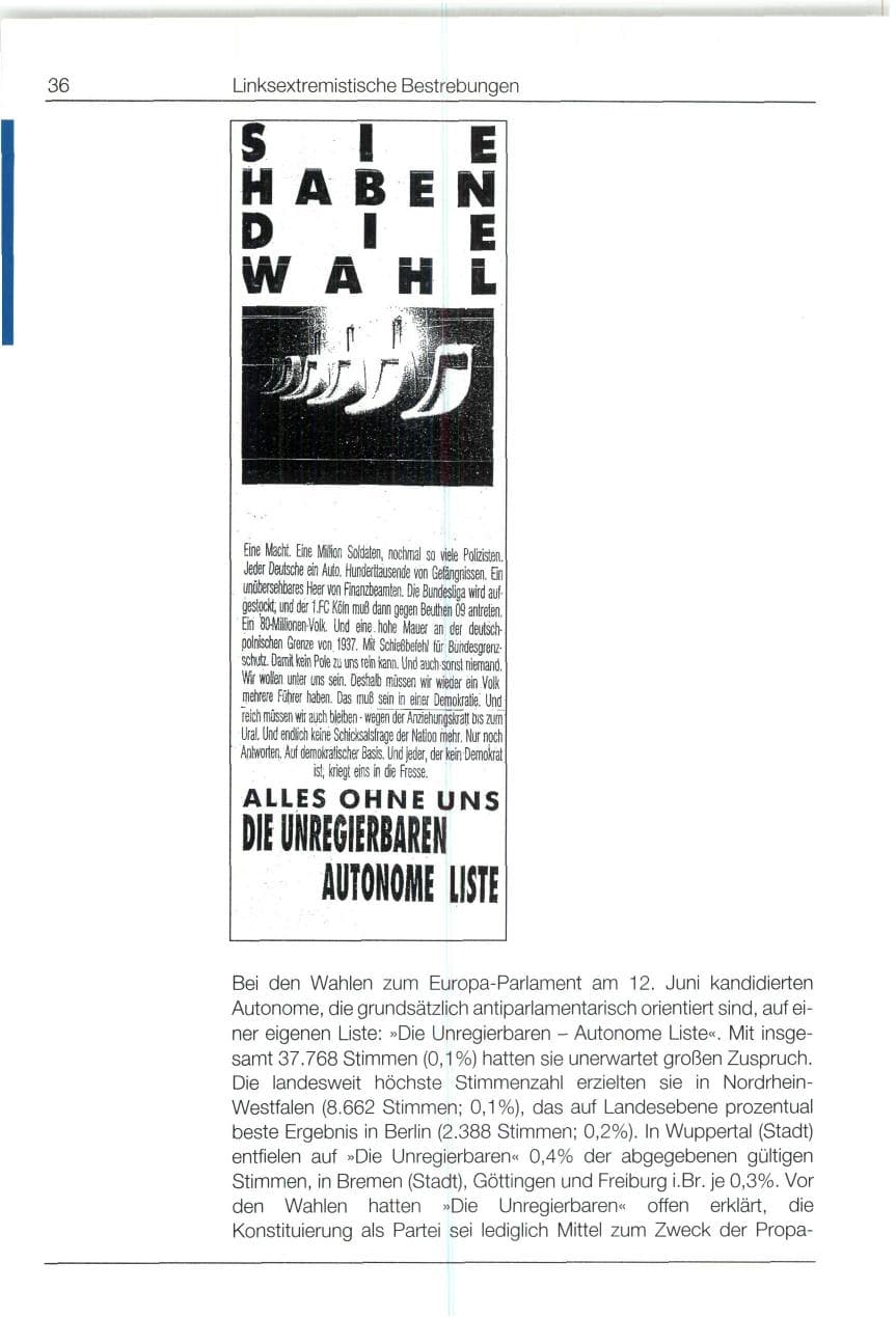 Seite 36 des Verfassungsschutzbericht 1994 Bund