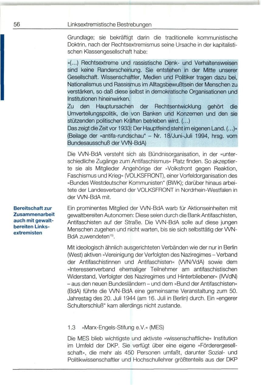 Seite 56 des Verfassungsschutzbericht 1994 Bund