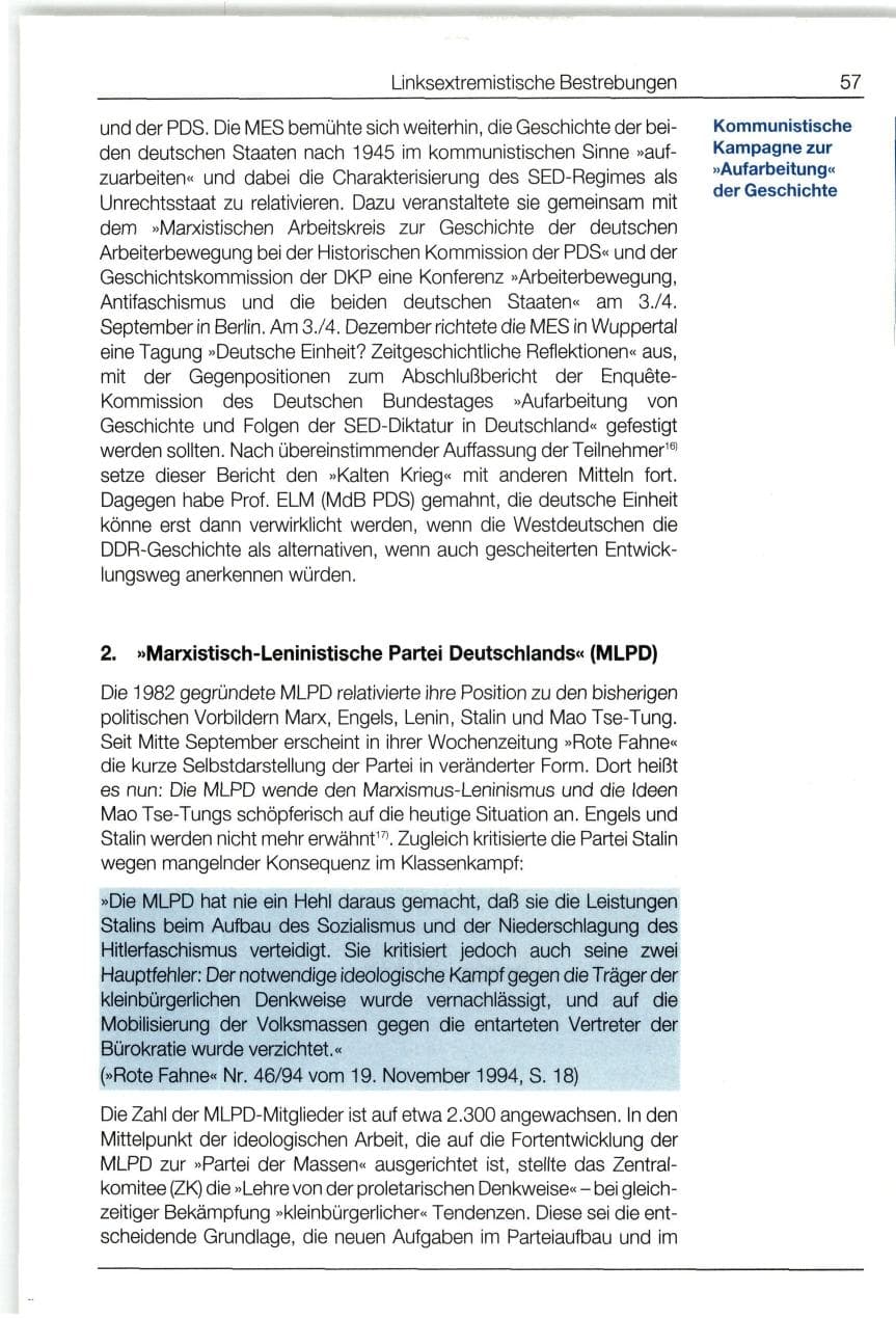 Seite 57 des Verfassungsschutzbericht 1994 Bund