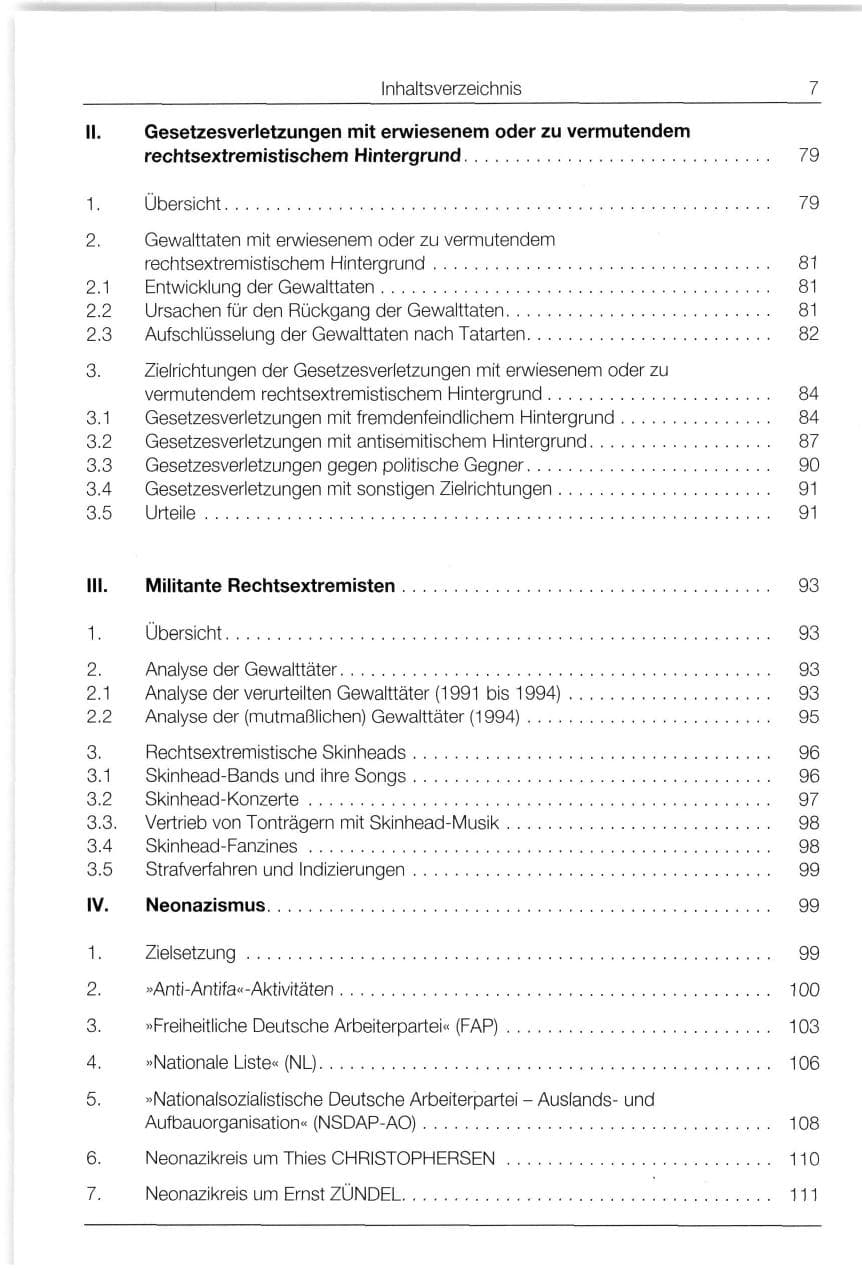 Seite 7 des Verfassungsschutzbericht 1994 Bund