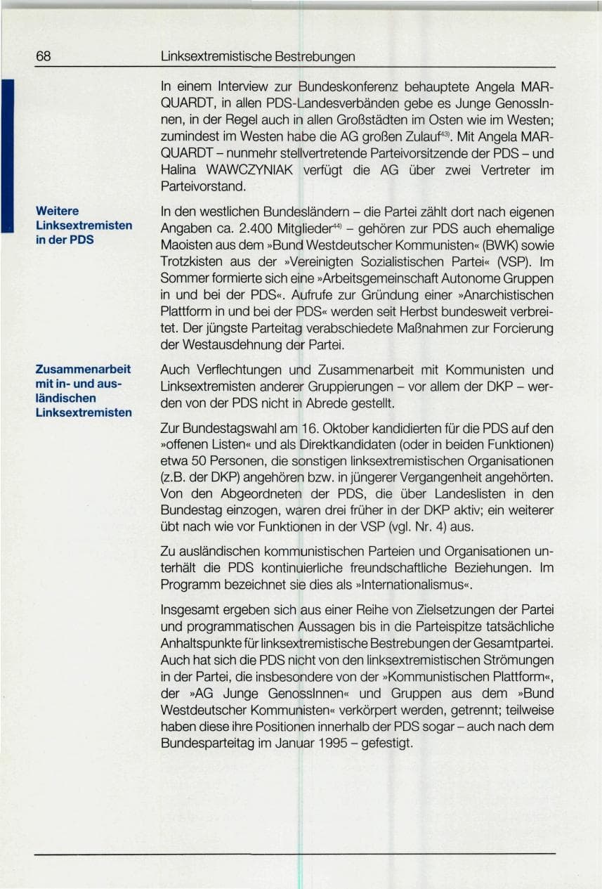Seite 68 des Verfassungsschutzbericht 1994 Bund