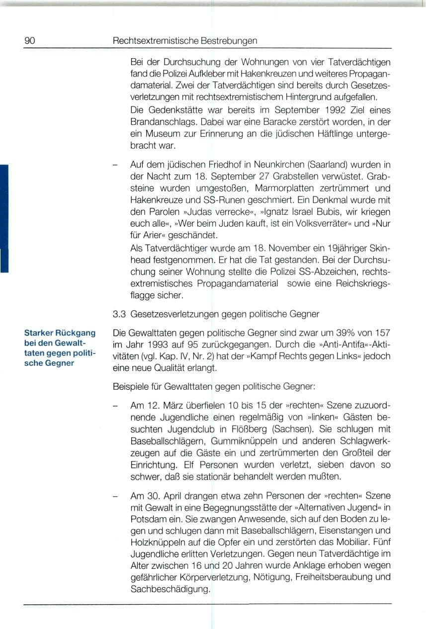 Seite 90 des Verfassungsschutzbericht 1994 Bund