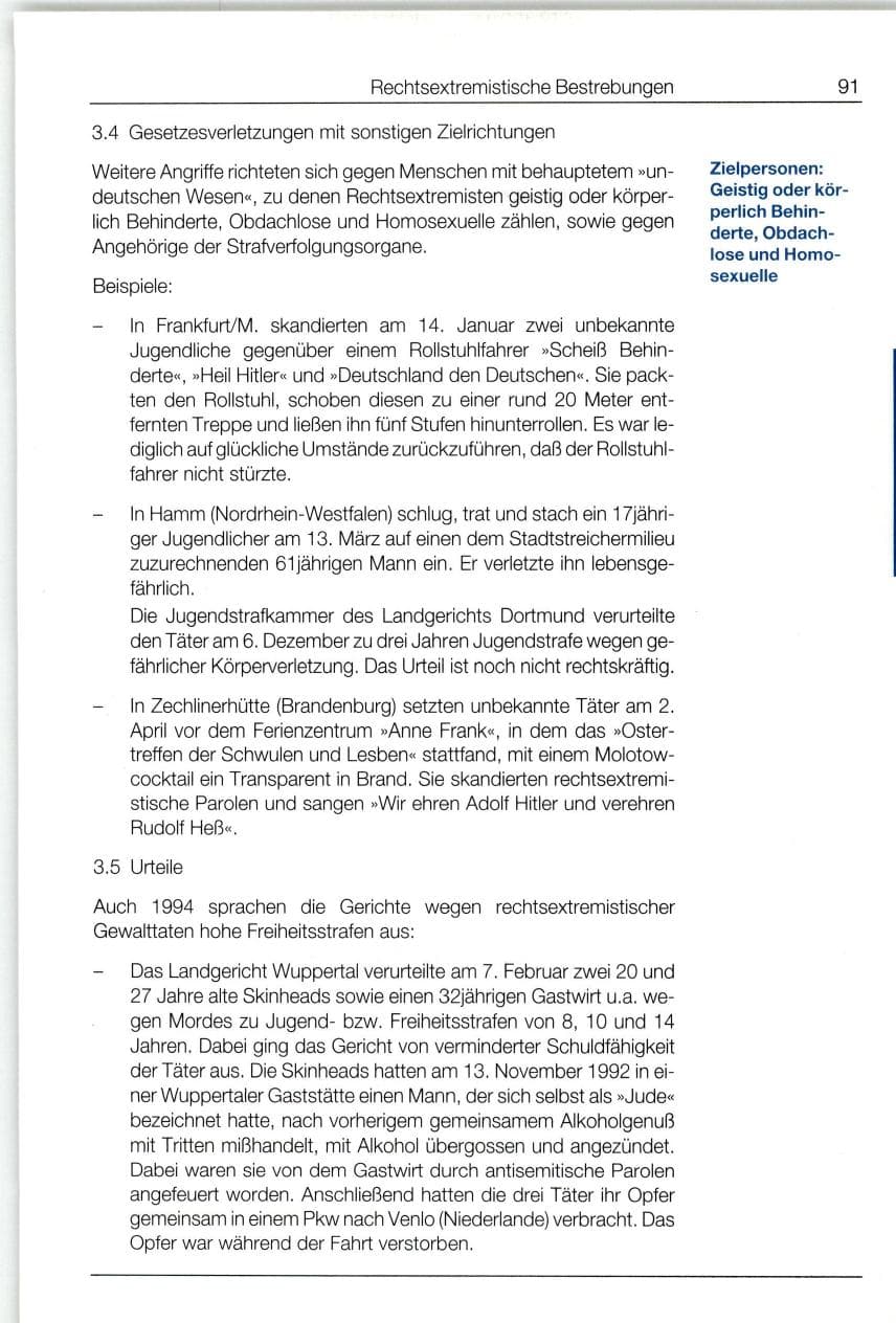 Seite 91 des Verfassungsschutzbericht 1994 Bund