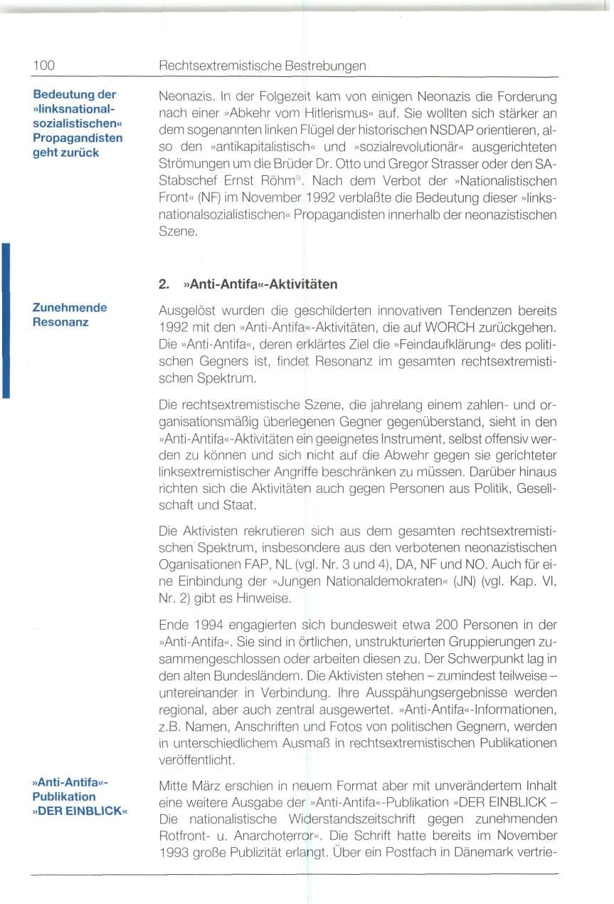 Seite 100 des Verfassungsschutzbericht 1994 Bund