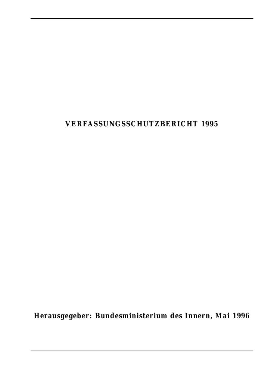 Seite 1 des Verfassungsschutzbericht 1995 Bund