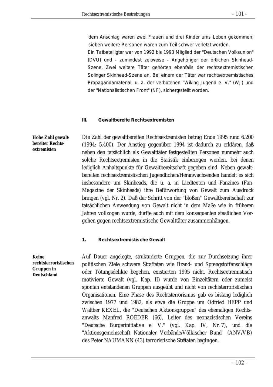 Seite 101 des Verfassungsschutzbericht 1995 Bund