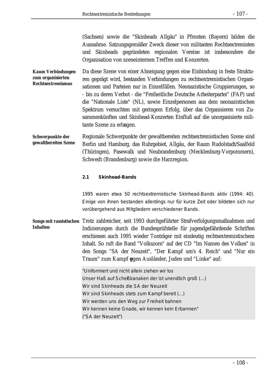 Seite 107 des Verfassungsschutzbericht 1995 Bund