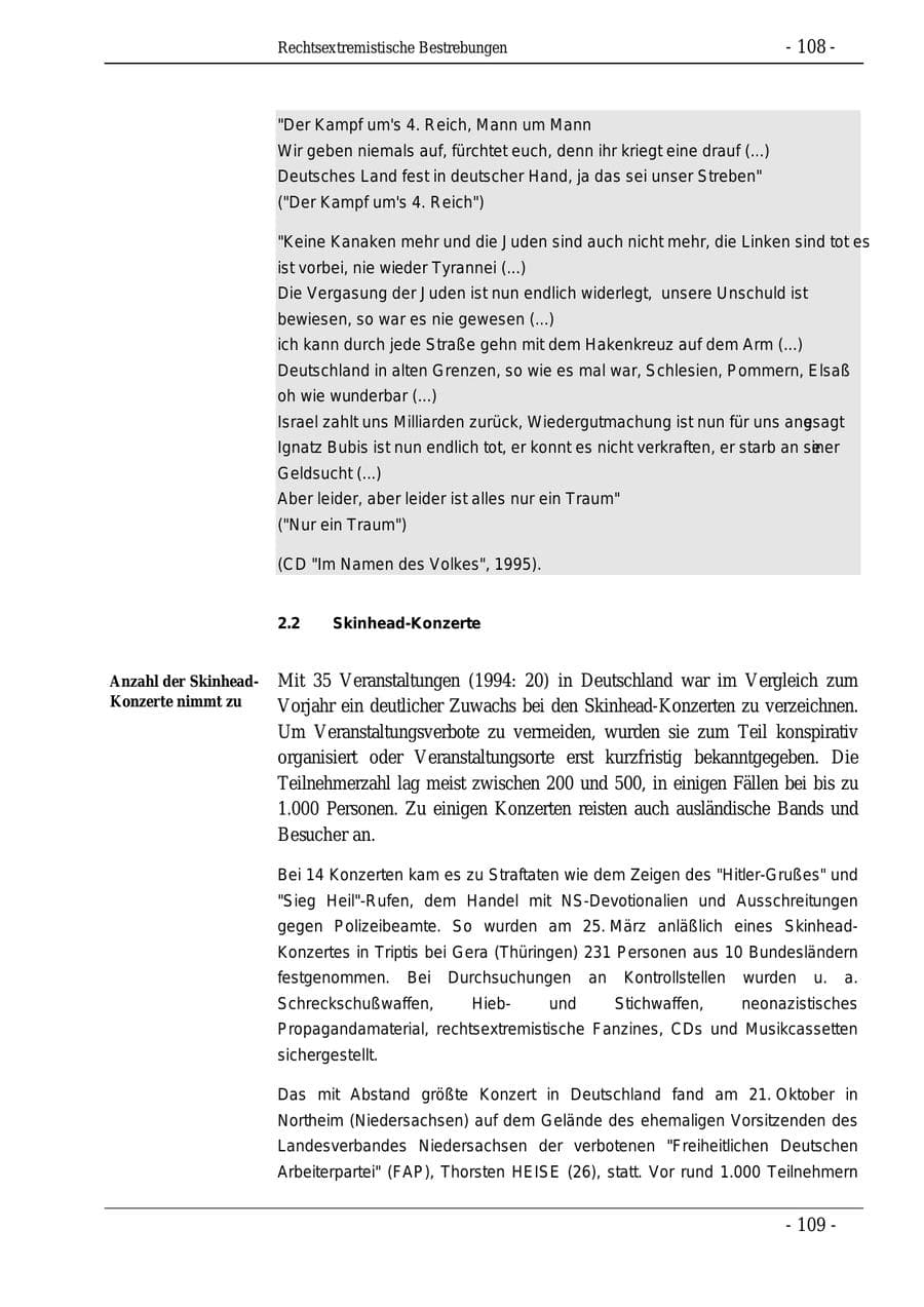 Seite 108 des Verfassungsschutzbericht 1995 Bund
