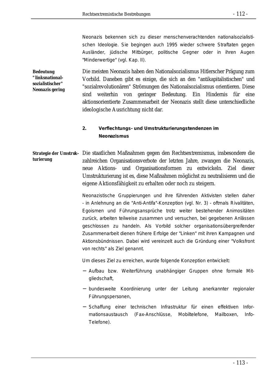 Seite 112 des Verfassungsschutzbericht 1995 Bund