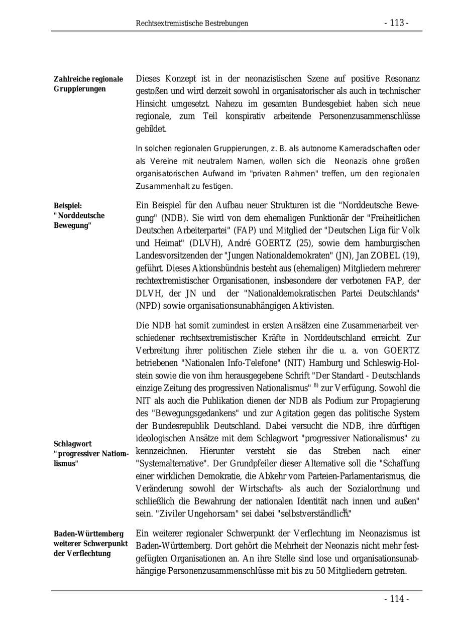 Seite 113 des Verfassungsschutzbericht 1995 Bund
