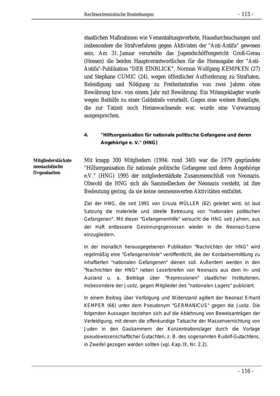 Seite 115 des Verfassungsschutzbericht 1995 Bund