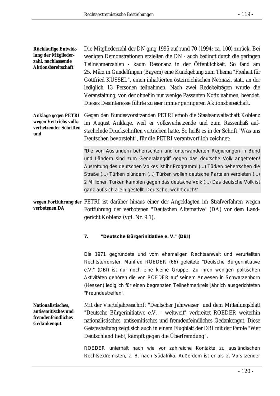 Seite 119 des Verfassungsschutzbericht 1995 Bund