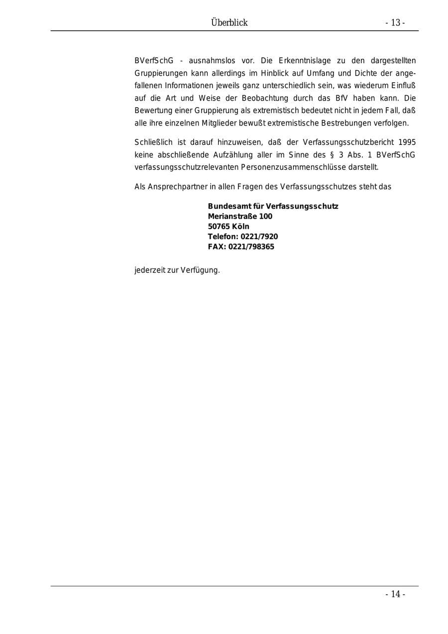 Seite 13 des Verfassungsschutzbericht 1995 Bund