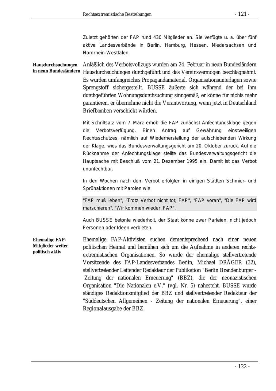 Seite 121 des Verfassungsschutzbericht 1995 Bund