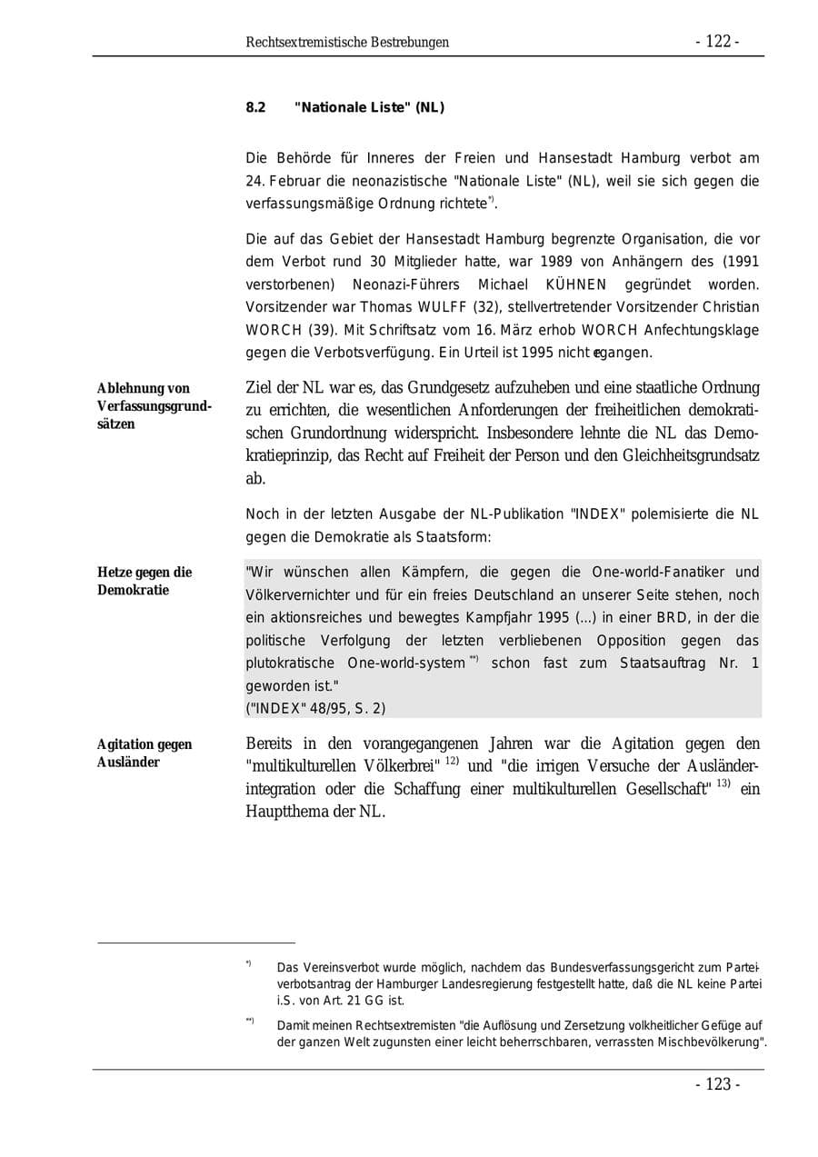 Seite 122 des Verfassungsschutzbericht 1995 Bund