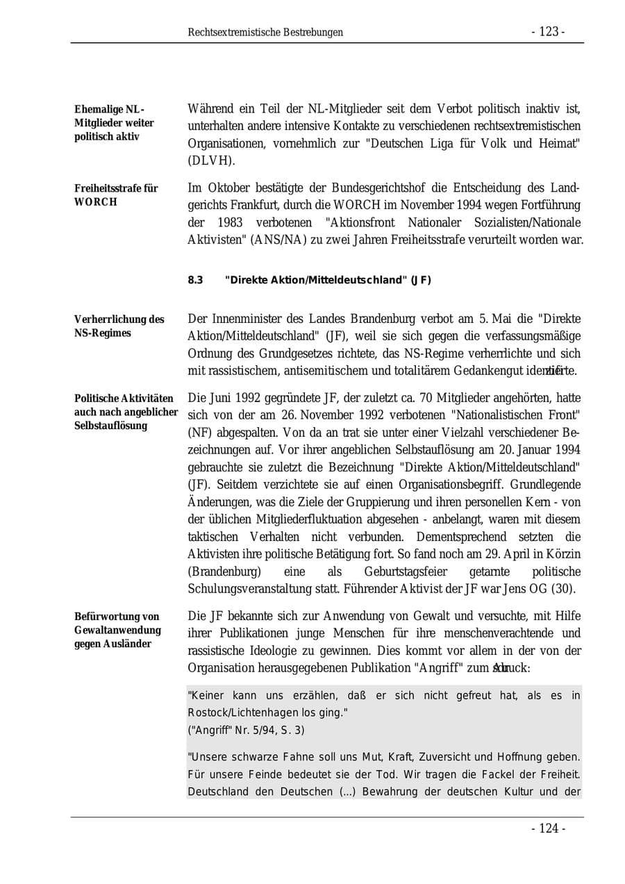 Seite 123 des Verfassungsschutzbericht 1995 Bund
