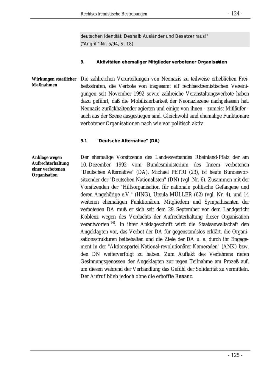 Seite 124 des Verfassungsschutzbericht 1995 Bund