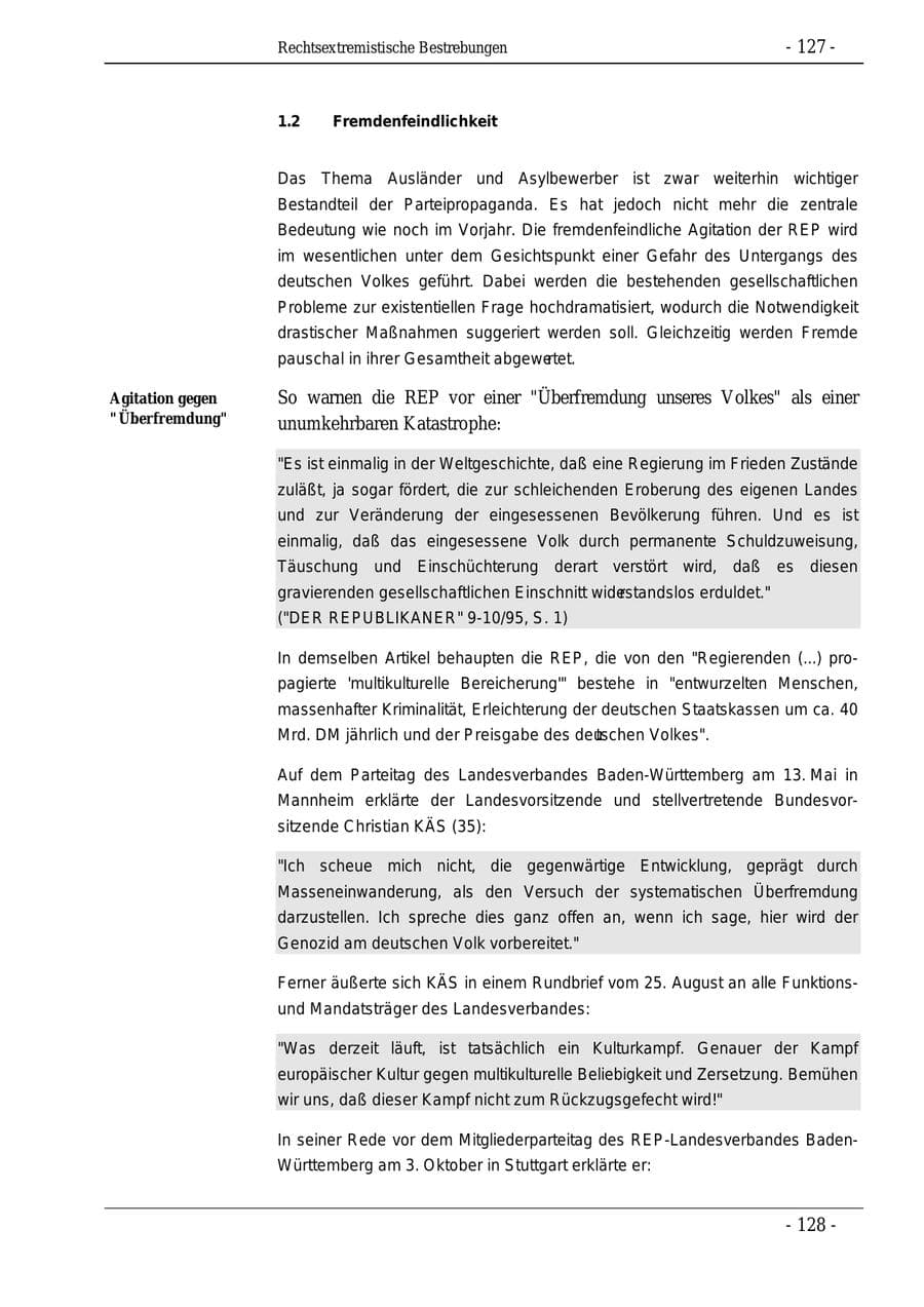 Seite 127 des Verfassungsschutzbericht 1995 Bund