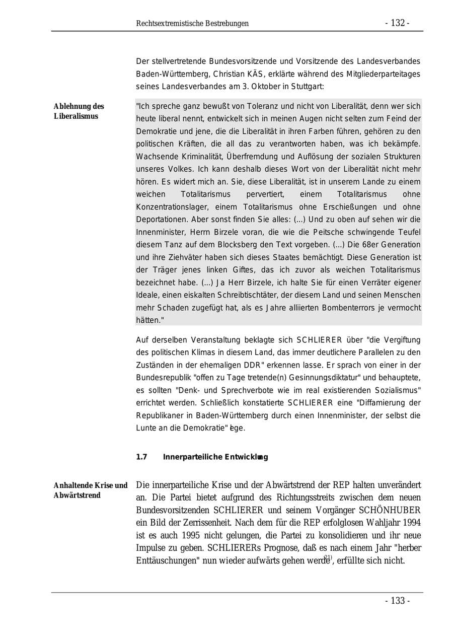 Seite 132 des Verfassungsschutzbericht 1995 Bund